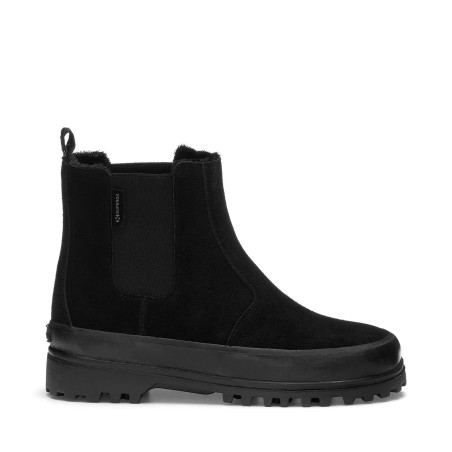 Superga 2665 KIDS ALPINA SUEDE TOTAL BLACK Stivaletti neri da bambino con tomaia in pelle scamosciata